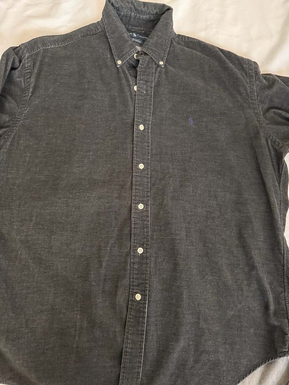 Ralph Lauren Blake Corduroy Shirt Size M Black Long Sleeve Button Up